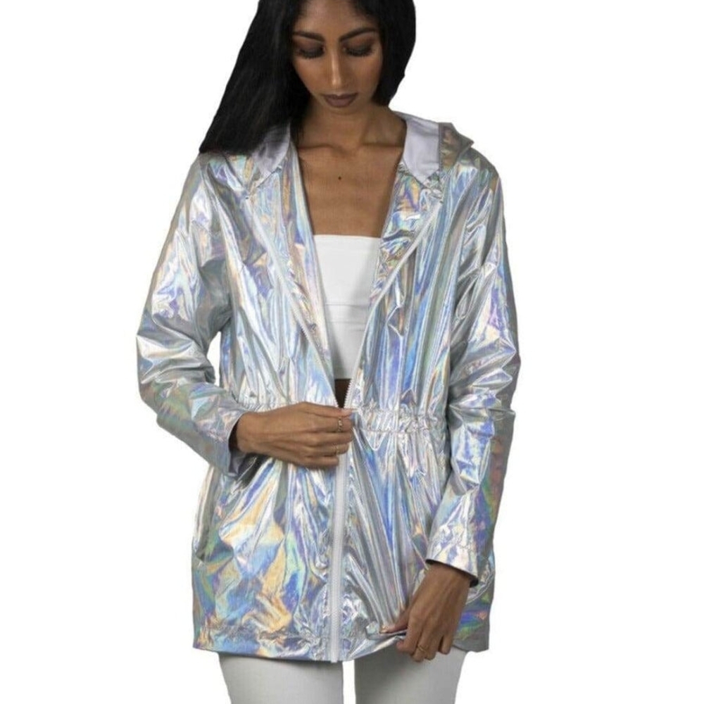 Love Khaos Holographic Iridescent Anorak Raincoat